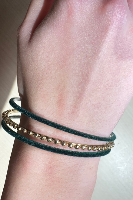 set 3 bracciali oro e verde