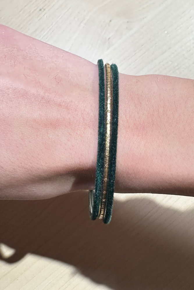 set 3 bracciali oro e verde