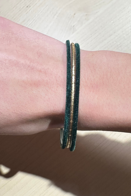 set 3 bracciali oro e verde