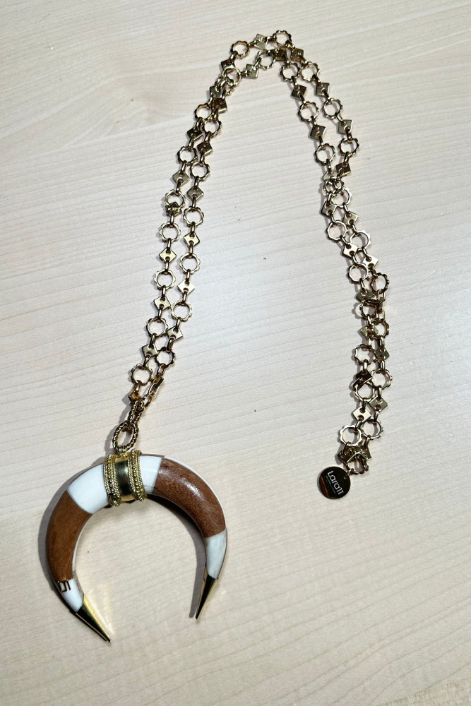 collana moon marrone e bianco