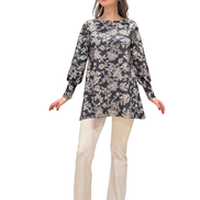 Maglia lunga fantasia nero beige Greta