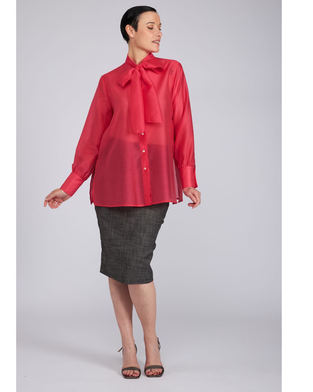 Camicia Cloe in organza fucsia