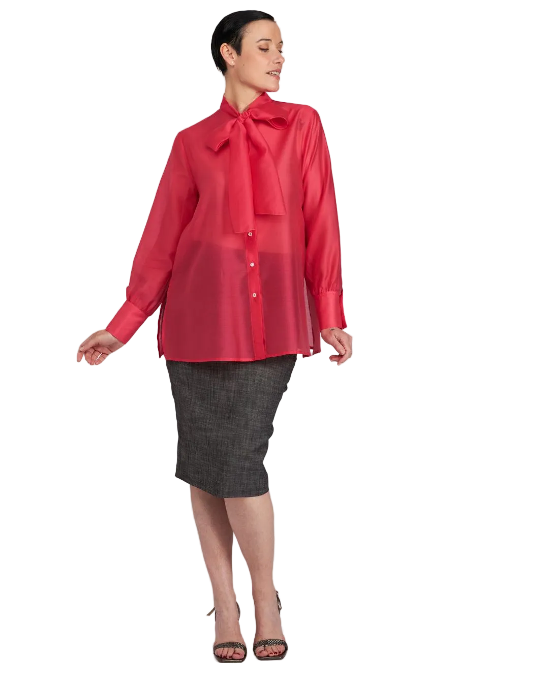 Camicia Cloe in organza fucsia