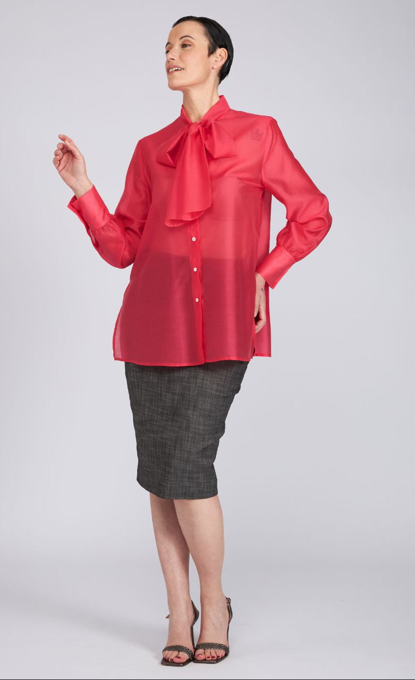 Camicia Cloe in organza fucsia