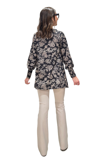 Maglia lunga fantasia nero beige Greta