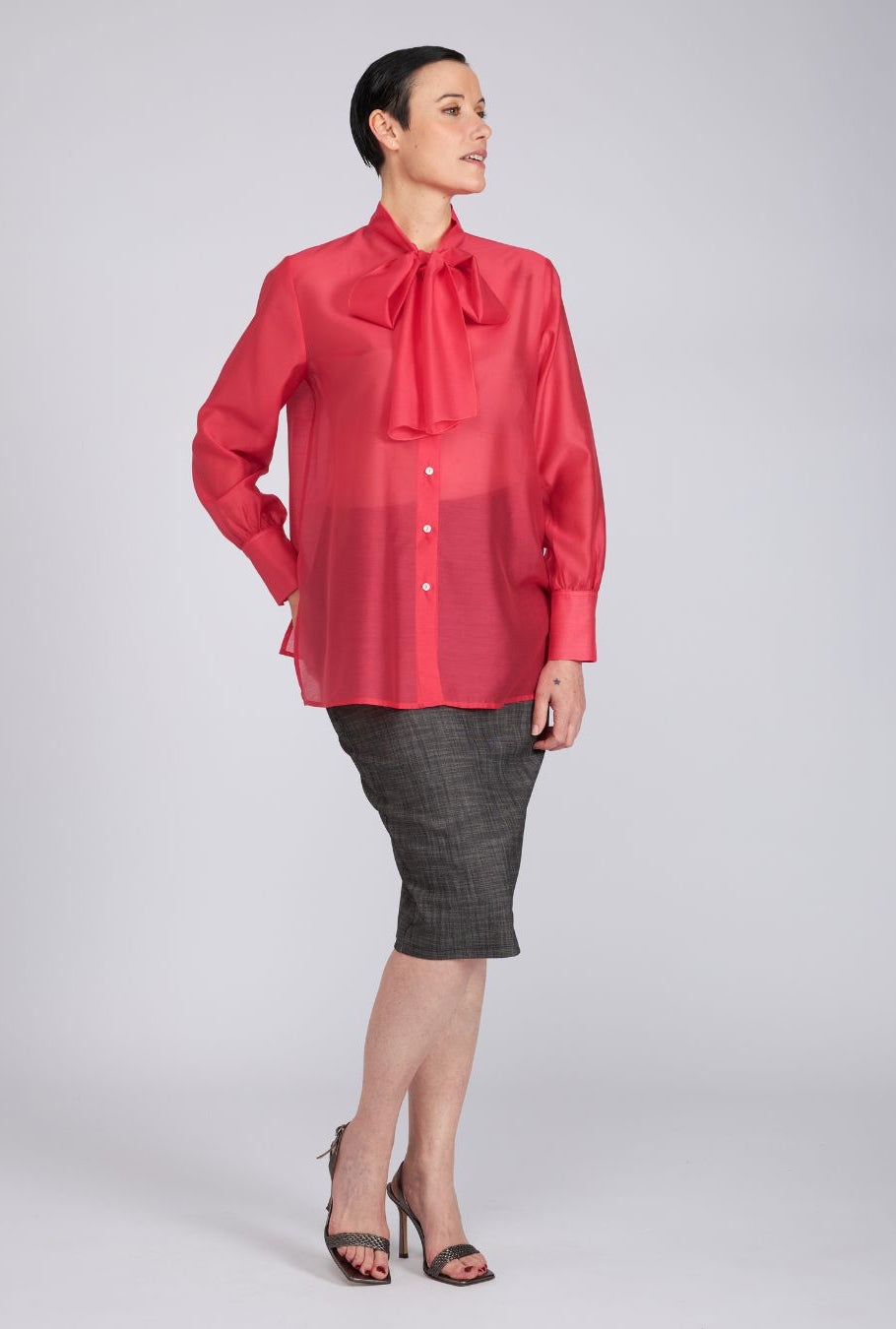 Camicia Cloe in organza fucsia