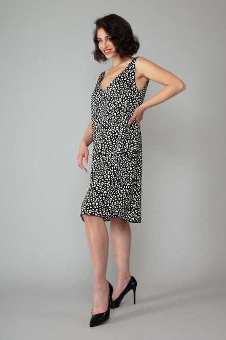 Nina Dress in Black Animal Print