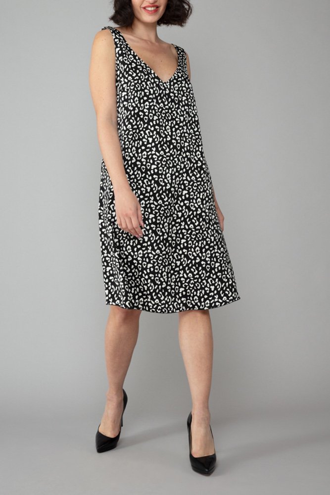 Nina Dress in Black Animal Print