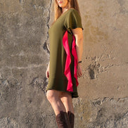 Abito Paris Verde Militare Fuxia