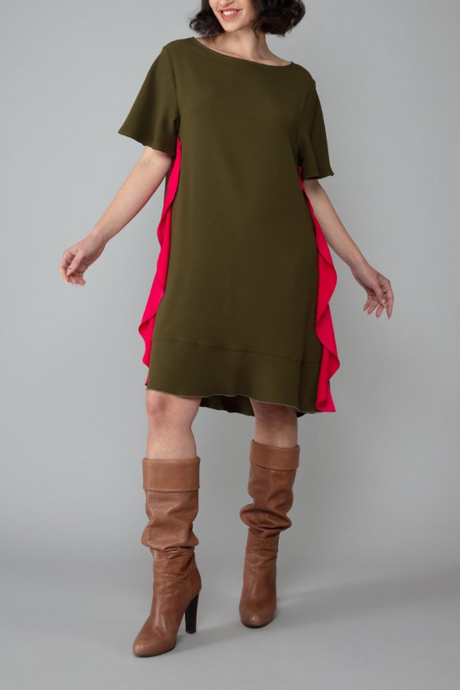 Abito Paris Verde Militare Fuxia