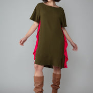 Abito Paris Verde Militare Fuxia