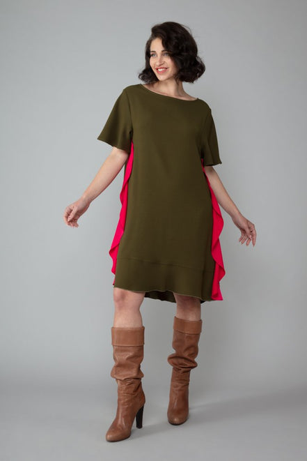 Abito Paris Verde Militare Fuxia