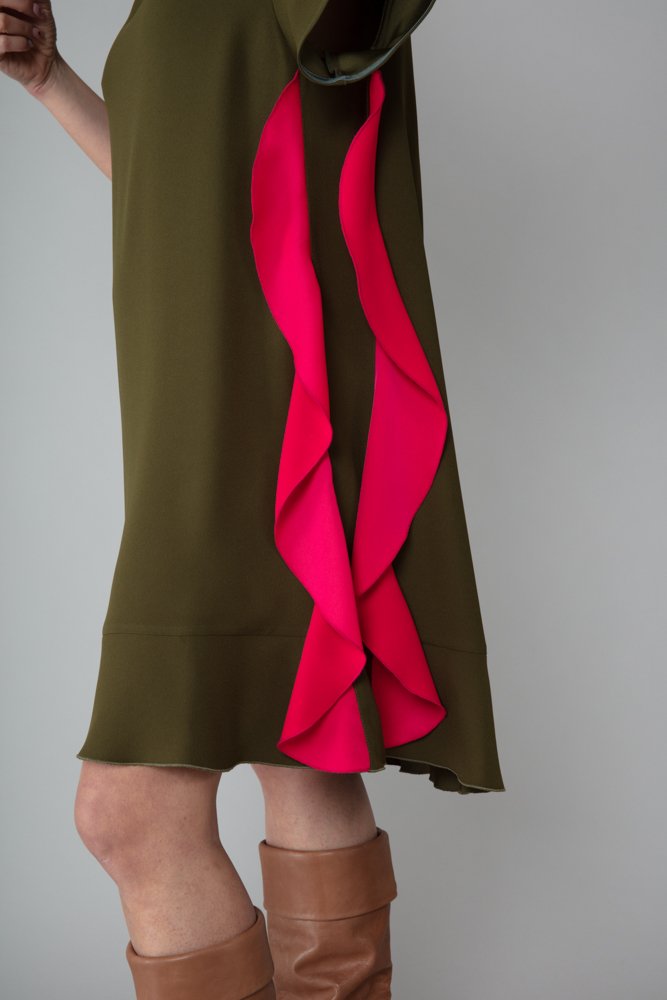 Abito Paris Verde Militare Fuxia