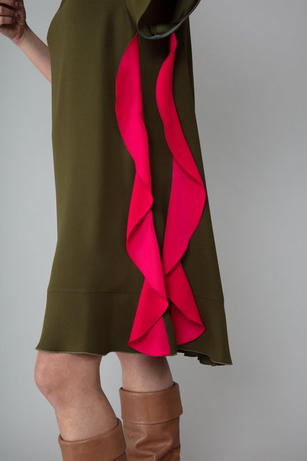 Abito Paris Verde Militare Fuxia