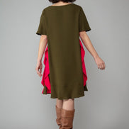 Abito Paris Verde Militare Fuxia
