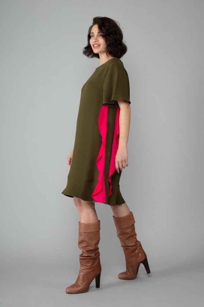 Abito Paris Verde Militare Fuxia