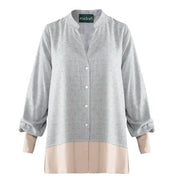 Camicia Paris pois lurex rosa su grigio