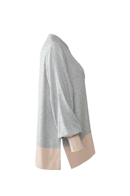 Camicia Paris pois lurex rosa su grigio