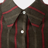 Camicia London a righe rosse su verde muschio