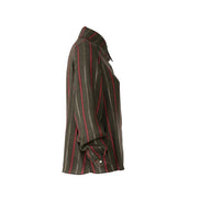 Camicia London a righe rosse su verde muschio