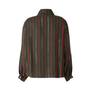 Camicia London a righe rosse su verde muschio