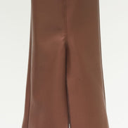 Panta Ny donna in ecopelle color cuoio con spacchi frontali