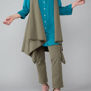 Gilet Frisco in punto Milano di cotone verde militare