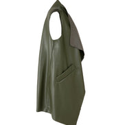 Barcelona Gilet in Army Green Faux Leather