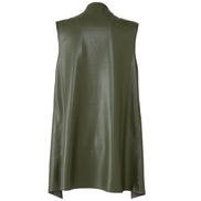 Barcelona Gilet in Army Green Faux Leather