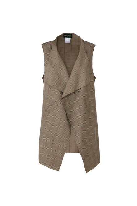 Gilet Barcelona principe di galles beige, nero e rosso