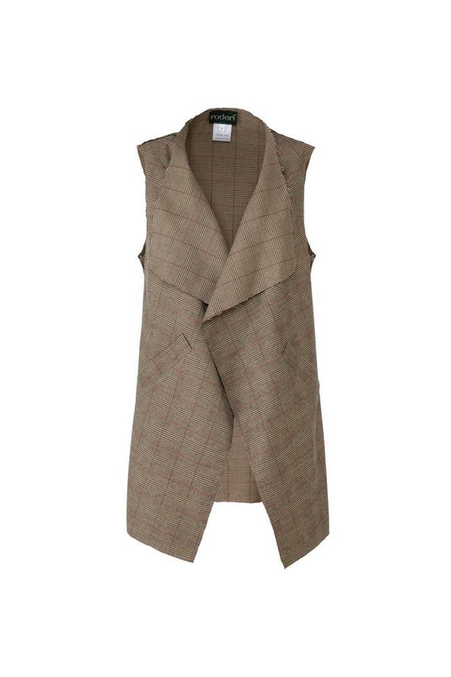 Gilet Barcelona principe di galles beige, nero e rosso