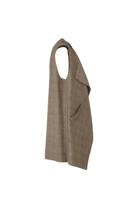 Gilet Barcelona principe di galles beige, nero e rosso