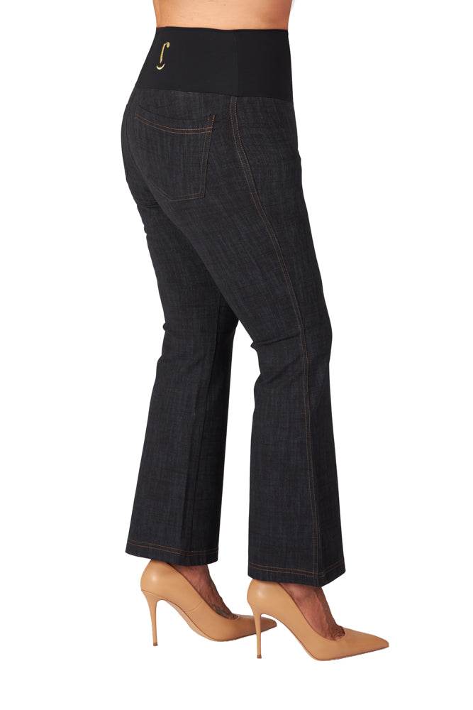 Jeans zampetta punto milano nero delavè