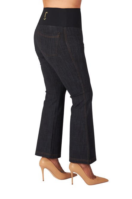 Jeans zampetta punto milano nero delavè