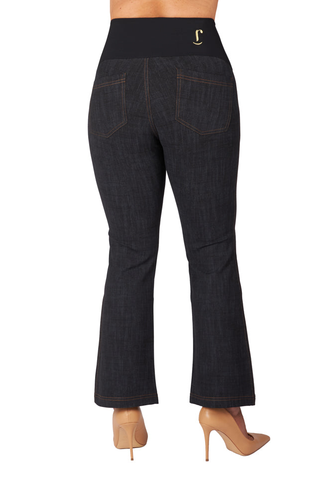 Jeans zampetta punto milano nero delavè
