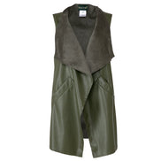 Barcelona Gilet in Army Green Faux Leather