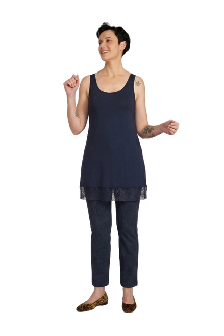 Top Lisa blu con pizzo