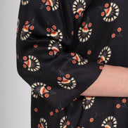Camicia donna Milano over in satin di viscosa stampa nera