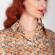 Camicia  Milano satin di viscosa stampa fiori crema