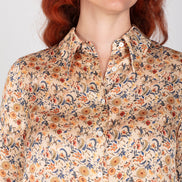 Camicia  Milano satin di viscosa stampa fiori crema
