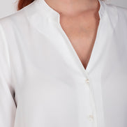 Camicia donna NY over in techno satin color latte
