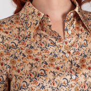 Camicia donna London corta in satin di viscosa stampa fiori