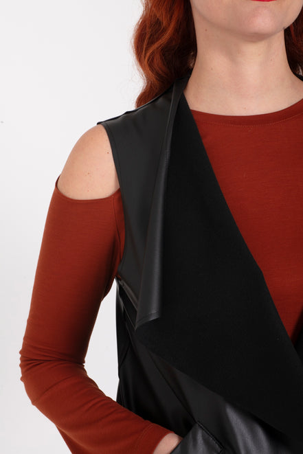 Gilet  Barcelona ecopelle nera