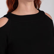 Maglia Sara felpa spalle scoperte scuba nera