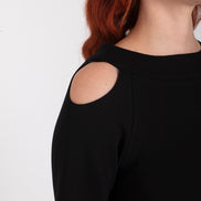 Maglia Sara felpa spalle scoperte scuba nera
