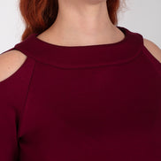 Maglia Sara felpa spalle scoperte scuba vino