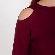 Maglia Sara felpa spalle scoperte scuba vino