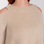 Maglia Sara felpa spalle scoperte pelouche cipria