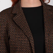 Giacca lunga donna Procida stampa optical mocha nero