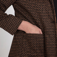 Giacca lunga donna Procida stampa optical mocha nero